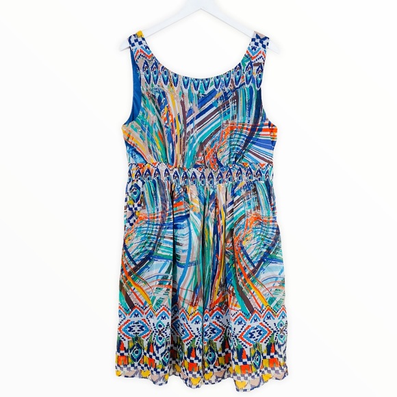 PLUS Monroe & Main Abstract Pocket Sheer Overlay Dress Size 16 - Picture 1 of 7